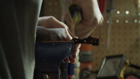 craftman in a home workshop. 4k