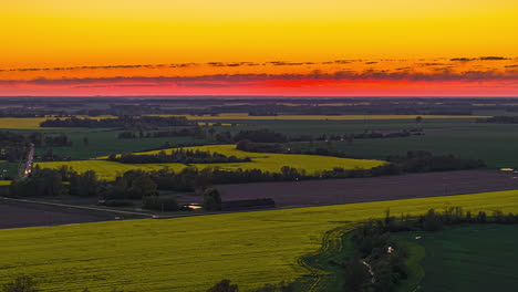 golden fields in motion at sunset, tranquil hyperlapse over rural farmland