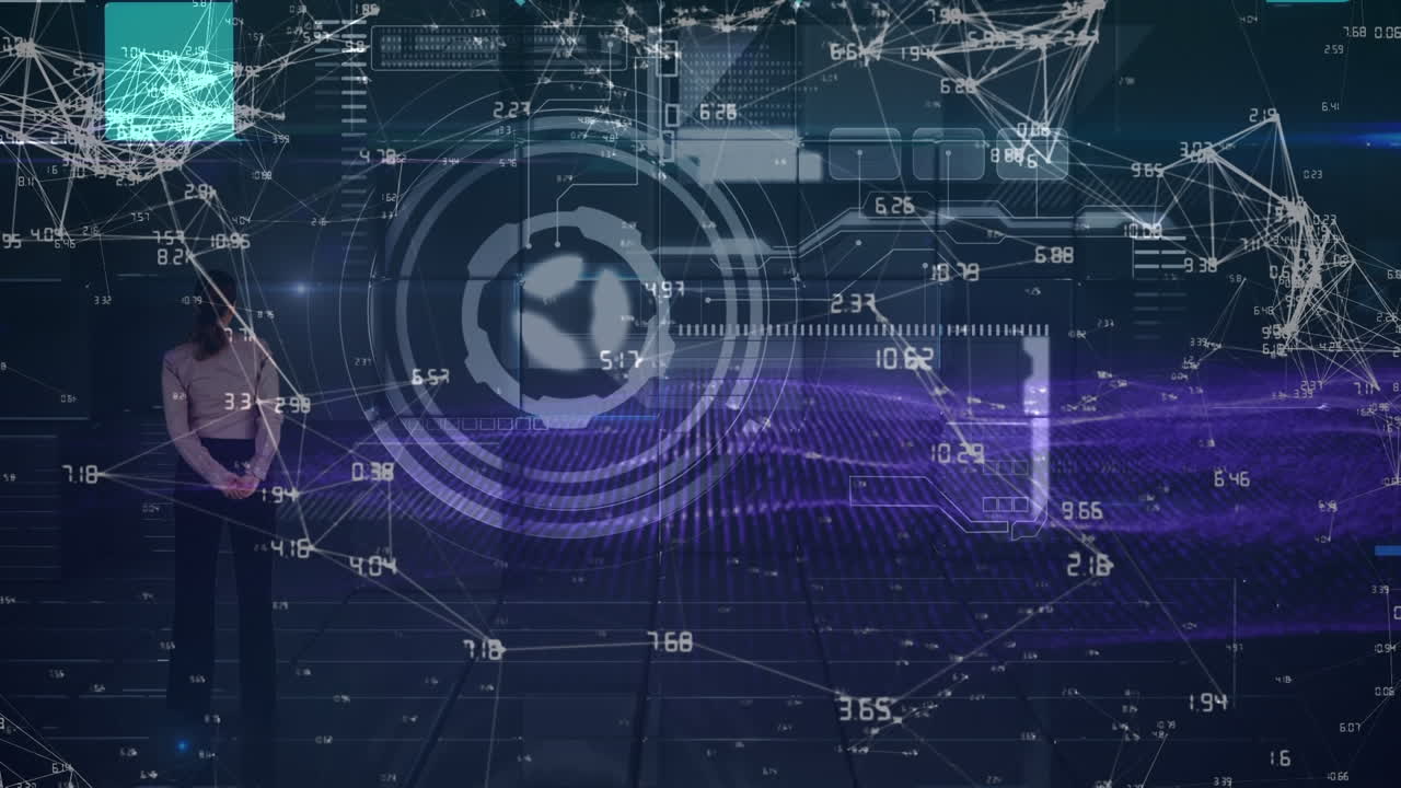 animación de diversos datos y redes de conexiones sobre el hombre caucásico