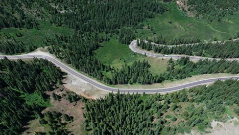 aerial over a winding road near cottonwood pass, colorado, usa