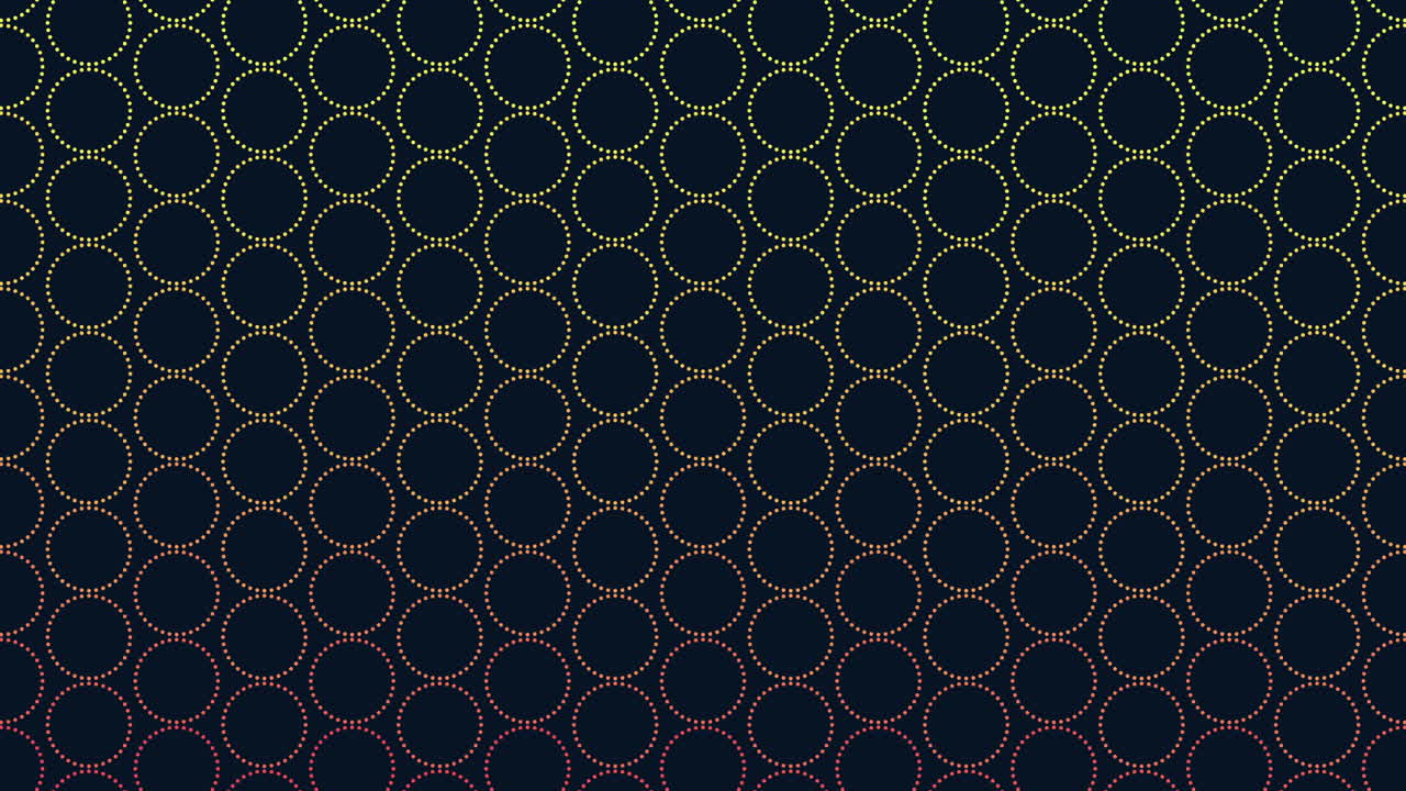 Seamless neon rainbow geometric circles pattern in rows