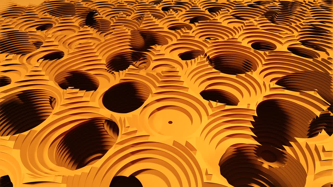 3D Loopable Abstract Animation with an Orange Cheese Hole Pattern