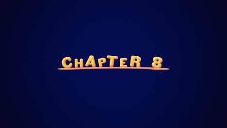 chapter 8 wobbly gold yellow text animation pop up effect on a dark blue background with texture