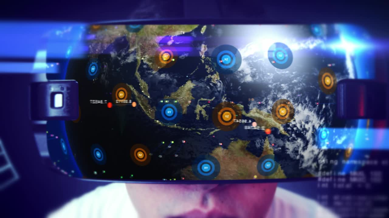 vr 헤드을 착용하고 가상 현실을 경험하는 젊은 남자의 클로즈업