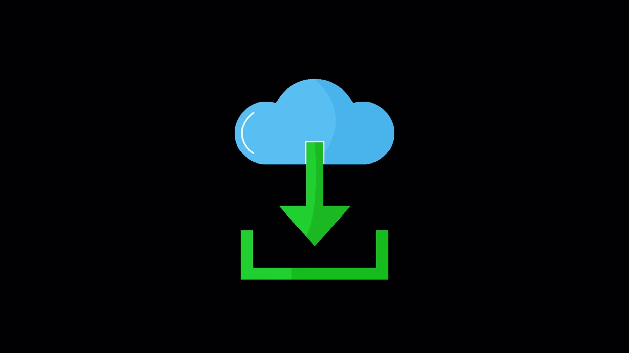 Animated Cloud Download Icon with Green Arrow