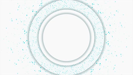 white circles with cyan blue dots abstract motion background