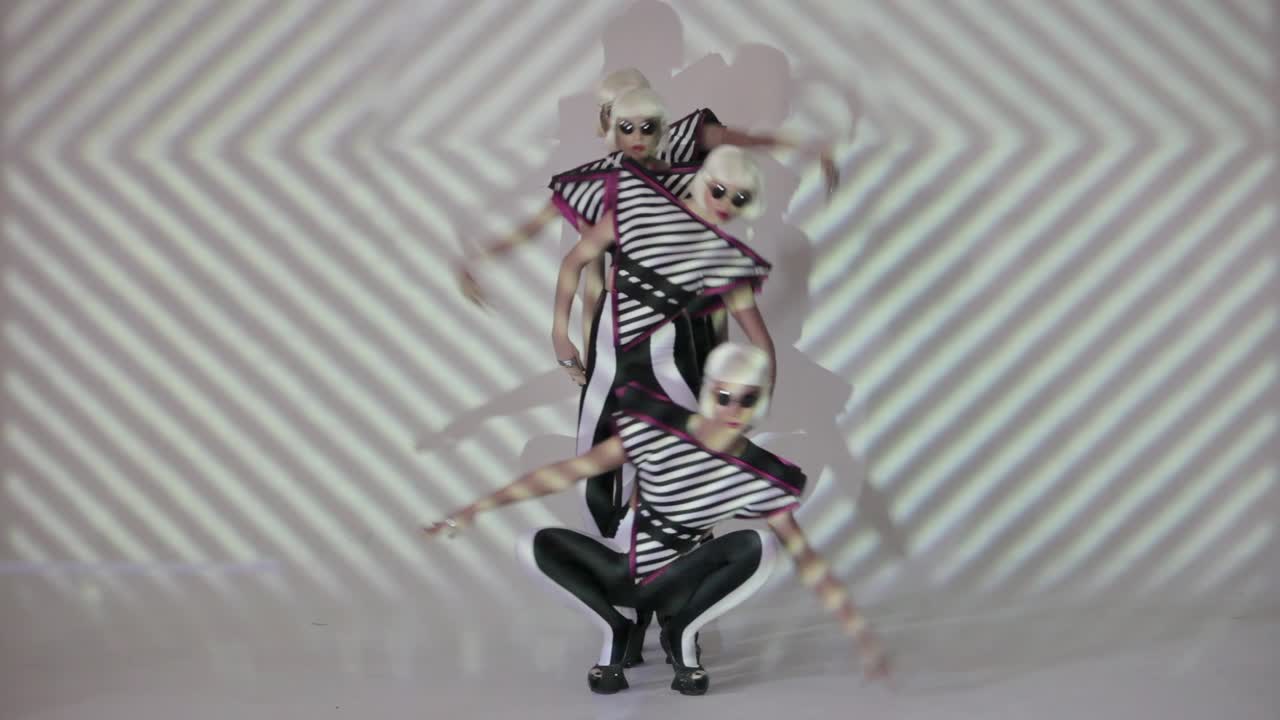 Dancing girls on white background