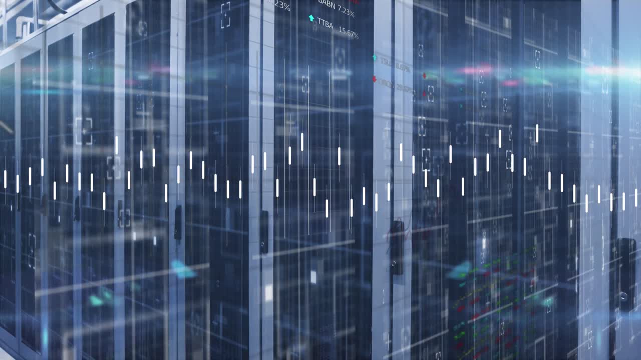 컴퓨터 서버를 통해 데이터 처리의 애니메이션