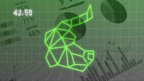 bullish stock market trend animation over financial charts and graphs