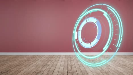 animation of clock moving fast with copy space on red and wooden background