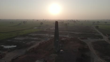 ariel view of traditional brick production in pakistan