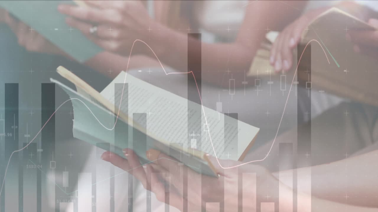 책을 읽는 사람들에 대한 통계 및 데이터 처리의 애니메이션