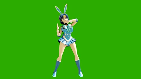 animación bailando caricaturas chicas de anime. chica en el estilo de baile de anime. bucle sin costuras de alta calidad en fondo verde.