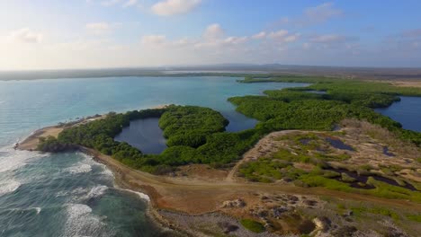 The-lagoon-and-mangroves-of-Lac-Bay-in-Bonaire,-Netherlands-Antilles