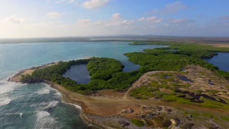 Die-Lagune-Und-Die-Mangroven-Von-Lac-Bay-In-Bonaire,-Niederländische-Antillen