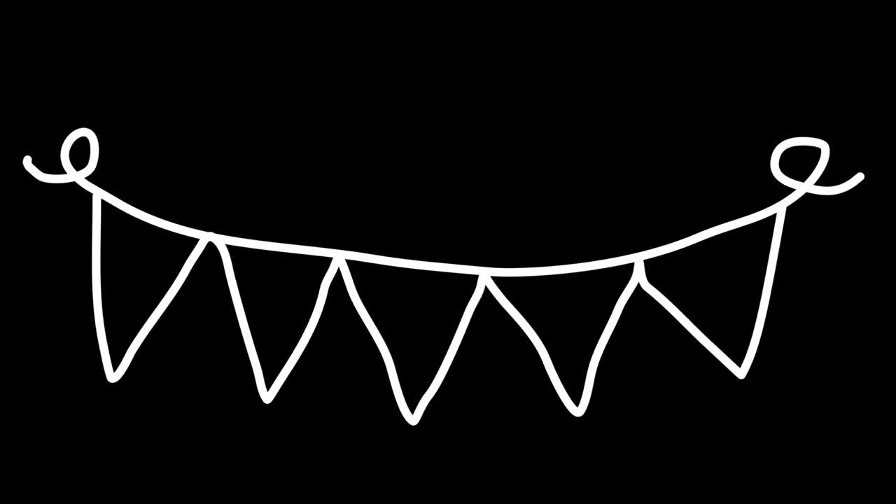 Doodle di festoni disegnati a mano in stile stop motion con sfondo trasparente.