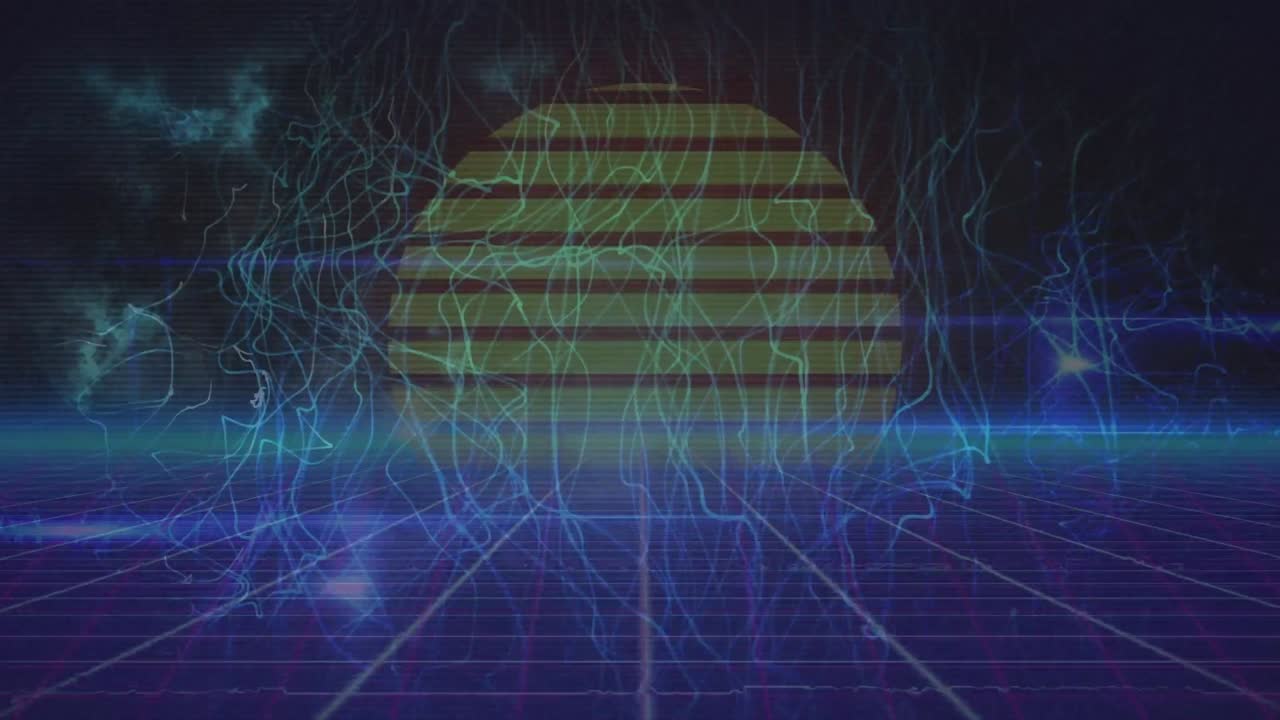 animación de rastros de luz sobre el sol y el cielo