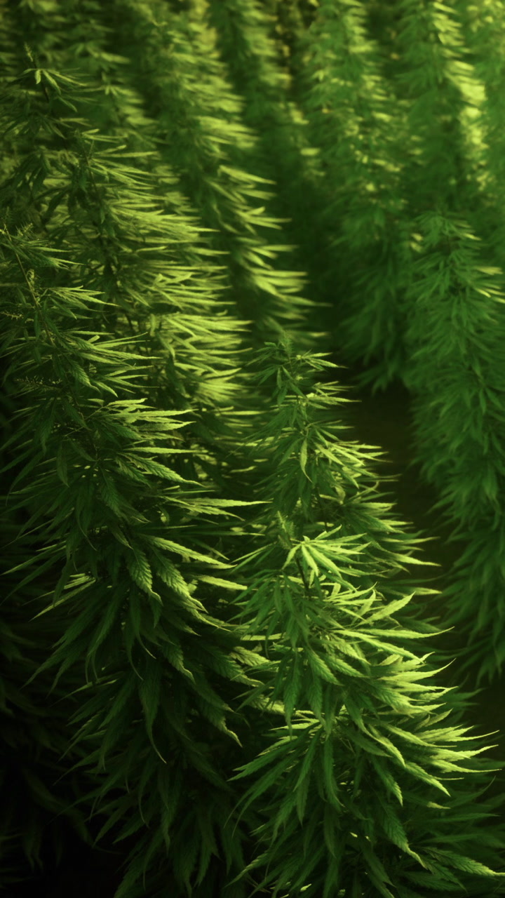 Rows of green plants growing under sunlight in a field during summer