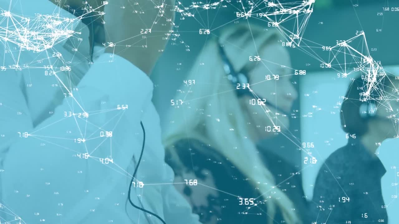 전화 헤드 ⁇ 을 사용하는 사람들을 통해 연결 네트워크의 애니메이션