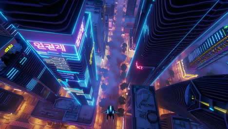 cyberpunk city aerial view