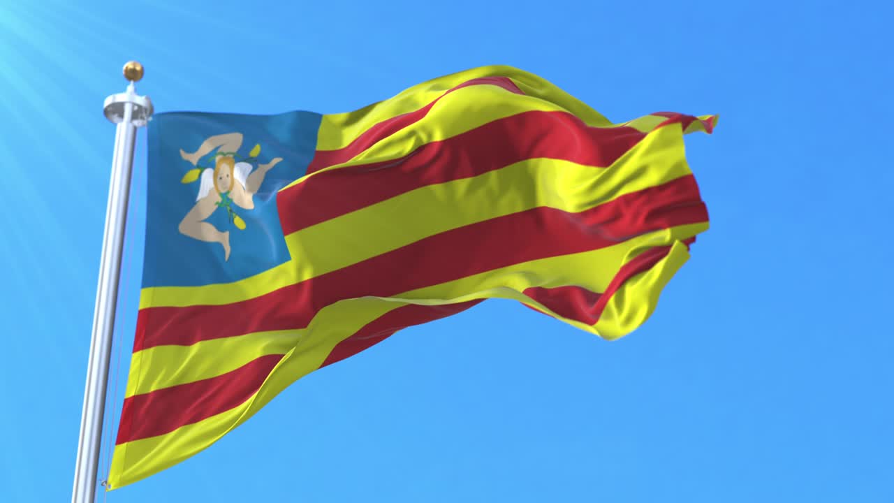 bandera del movimiento de independencia de sicilia, sicilia, italia.