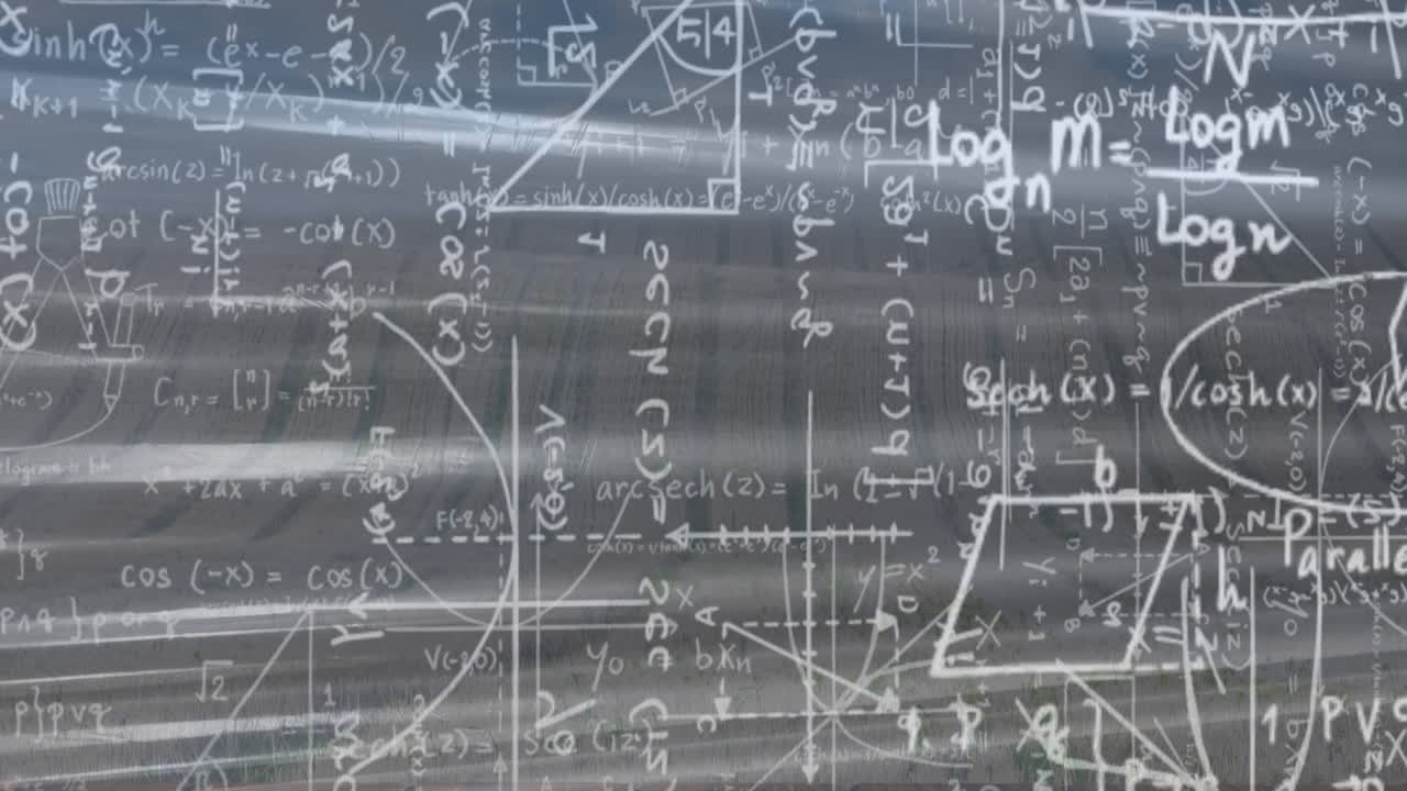 회색 배경에 수학 수식의 애니메이션