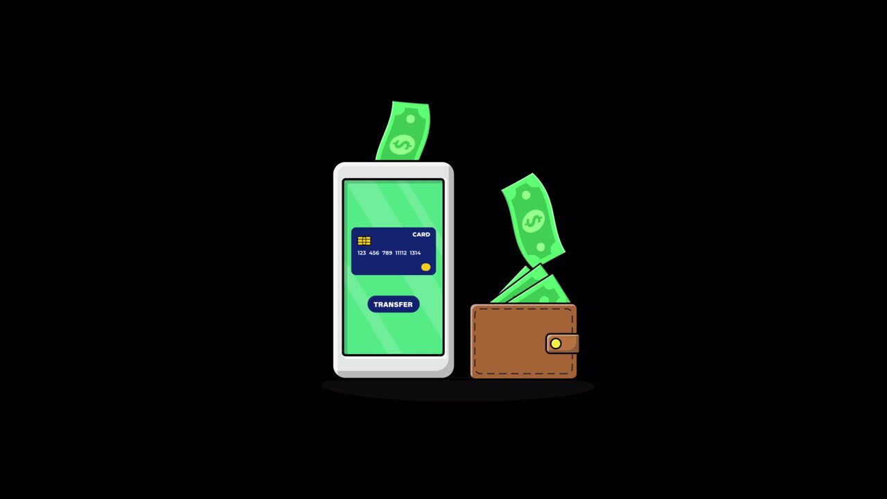 Digital Money Transfer from Smartphone to Wallet Animation