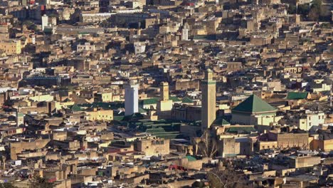 old medina in fes at sunset, morocco, zoom out