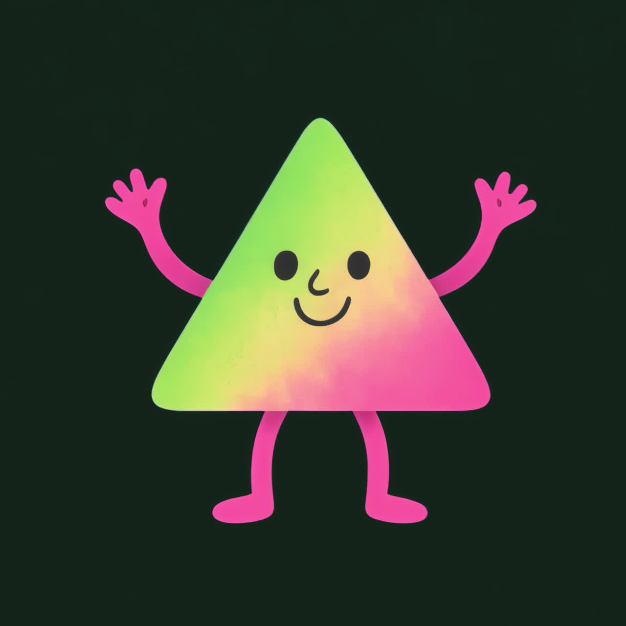 Colorful playful triangle character animation isolated asset, transparent 4K video, alpha channel