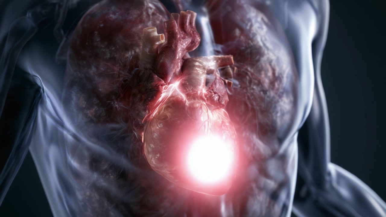 Visualizzazione anatomica di un cuore umano: Dettagli intricati rivelati attraverso una grafica mozzafiato, evidenziando il sistema circolatorio e la funzionalità cardiaca in modo sorprendentemente realistico
