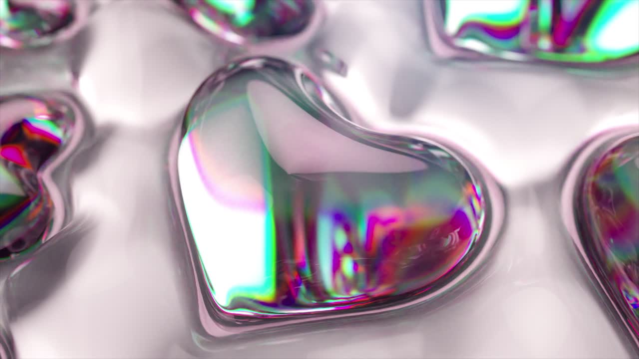 추상적인 iridescent 심장 패턴