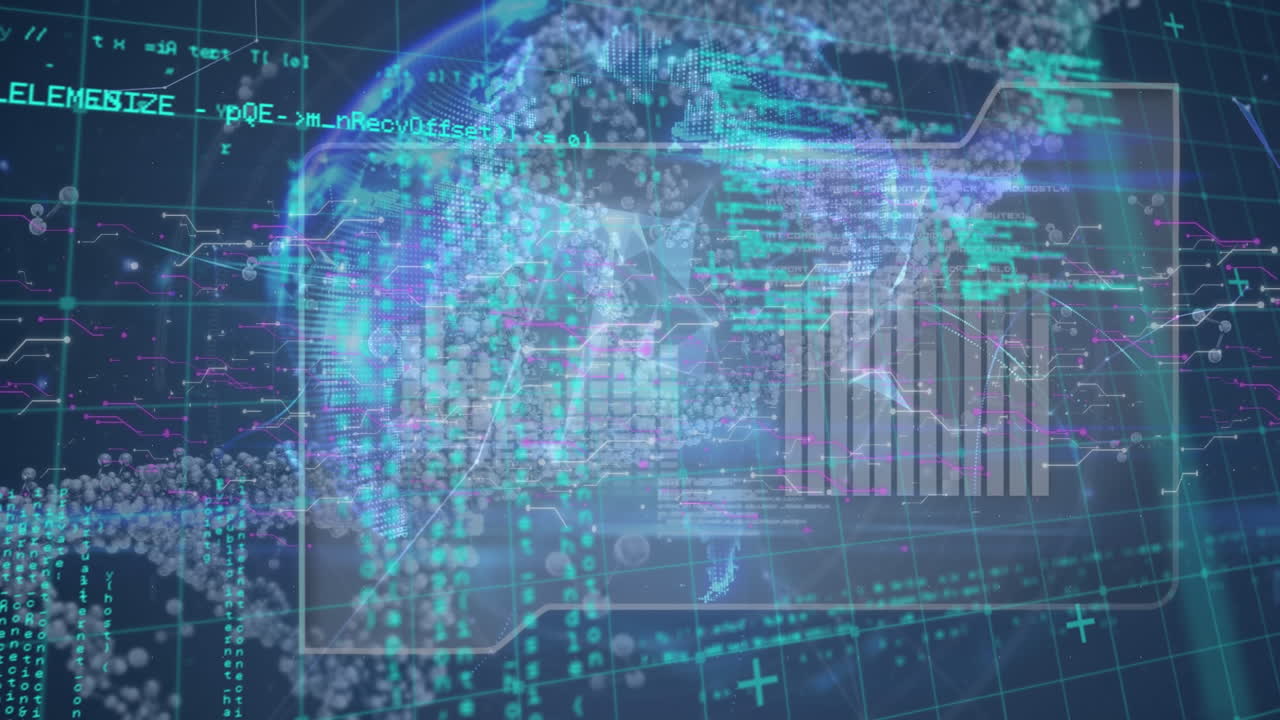 회전하는 dna 헬릭스와 컴퓨터 을 통해 디지털 데이터 처리의 애니메이션