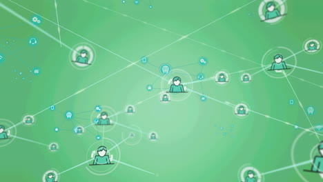 Animation of network of connections over on green background