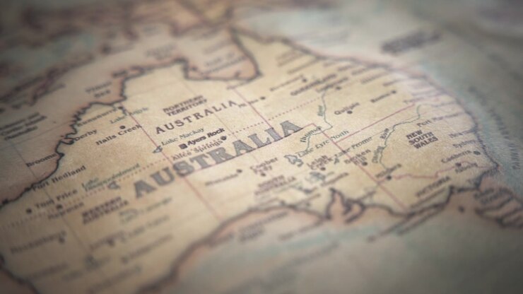 Australia on a vintage political map