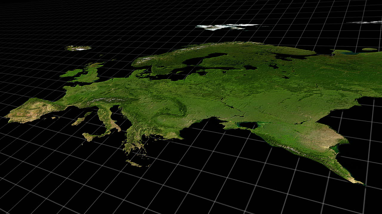 Satellite view of Europe and Asia