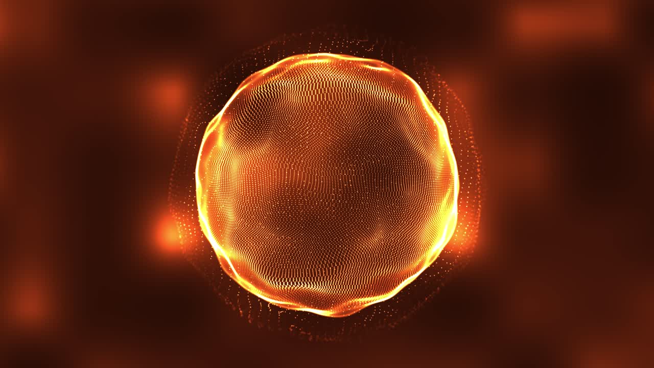 High tech field with glow particles on sphere. 3d animation background
