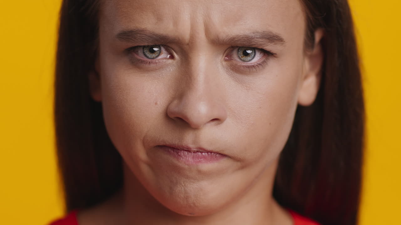 Woman with an unhappy expression