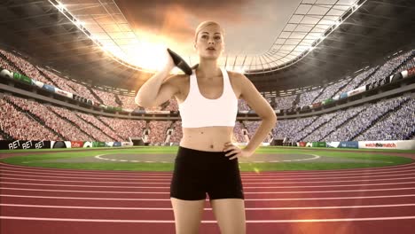 Female-athlete-practicing-discus-throw