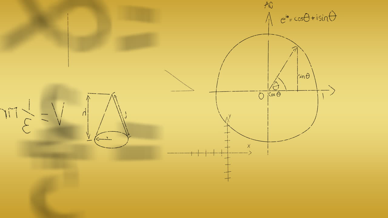 animación de ecuaciones matemáticas sobre un fondo naranja