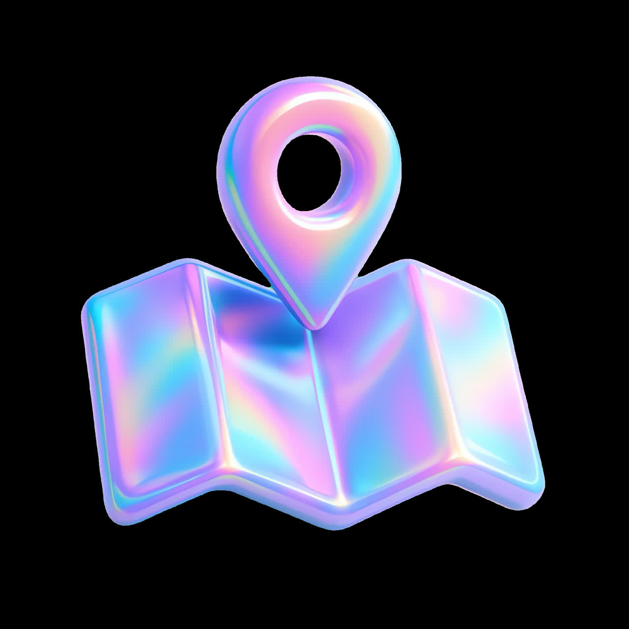 Colorful 3D map pin icon animation isolated asset, transparent 4K video, alpha channel, ProRes 4444