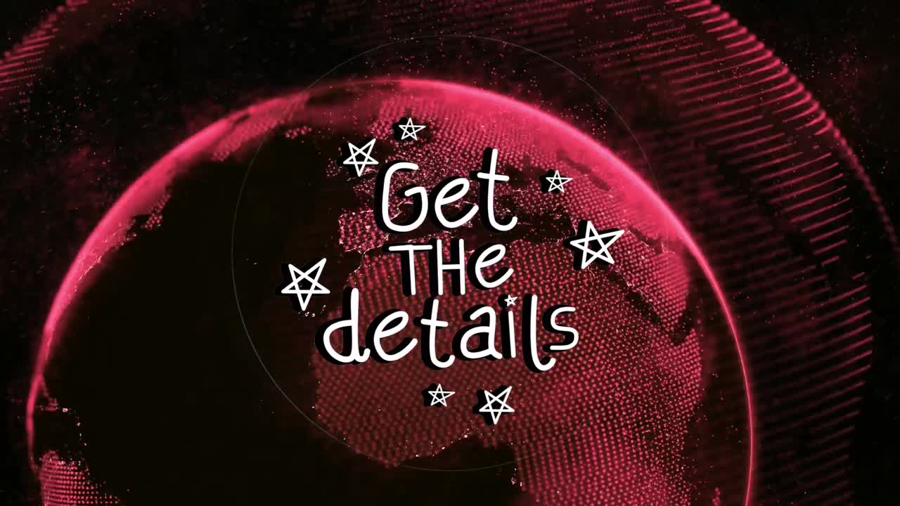 animación de obtener los detalles texto sobre el globo