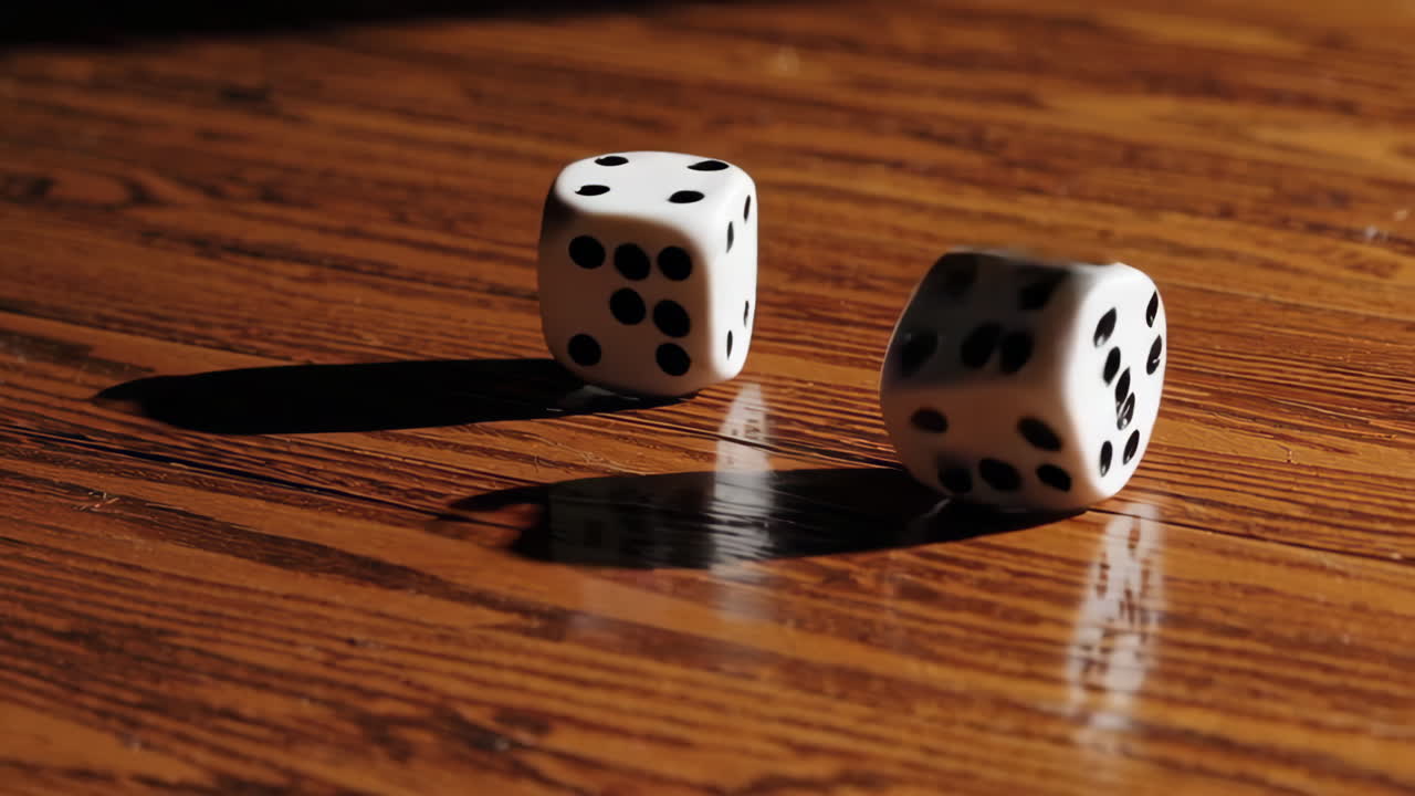 dos dados en el suelo de madera