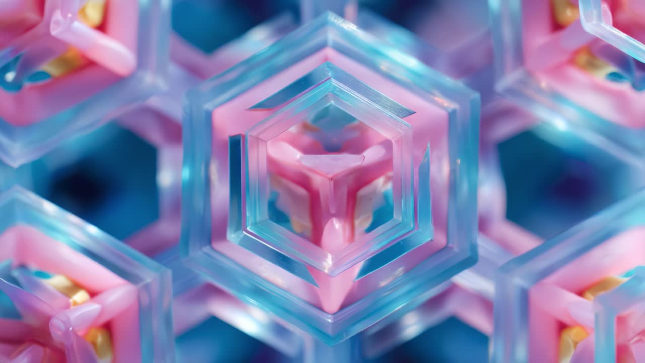 Intricate Geometric Patterns Explored Through Macro Photography, Showcasing the Vibrant Interplay of Colors and Shapes in a Captivating Close-Up of Hexagonal Structures and Transparent Designs