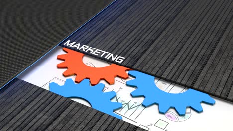 marketing planning animated concept with gear wheels metaphor