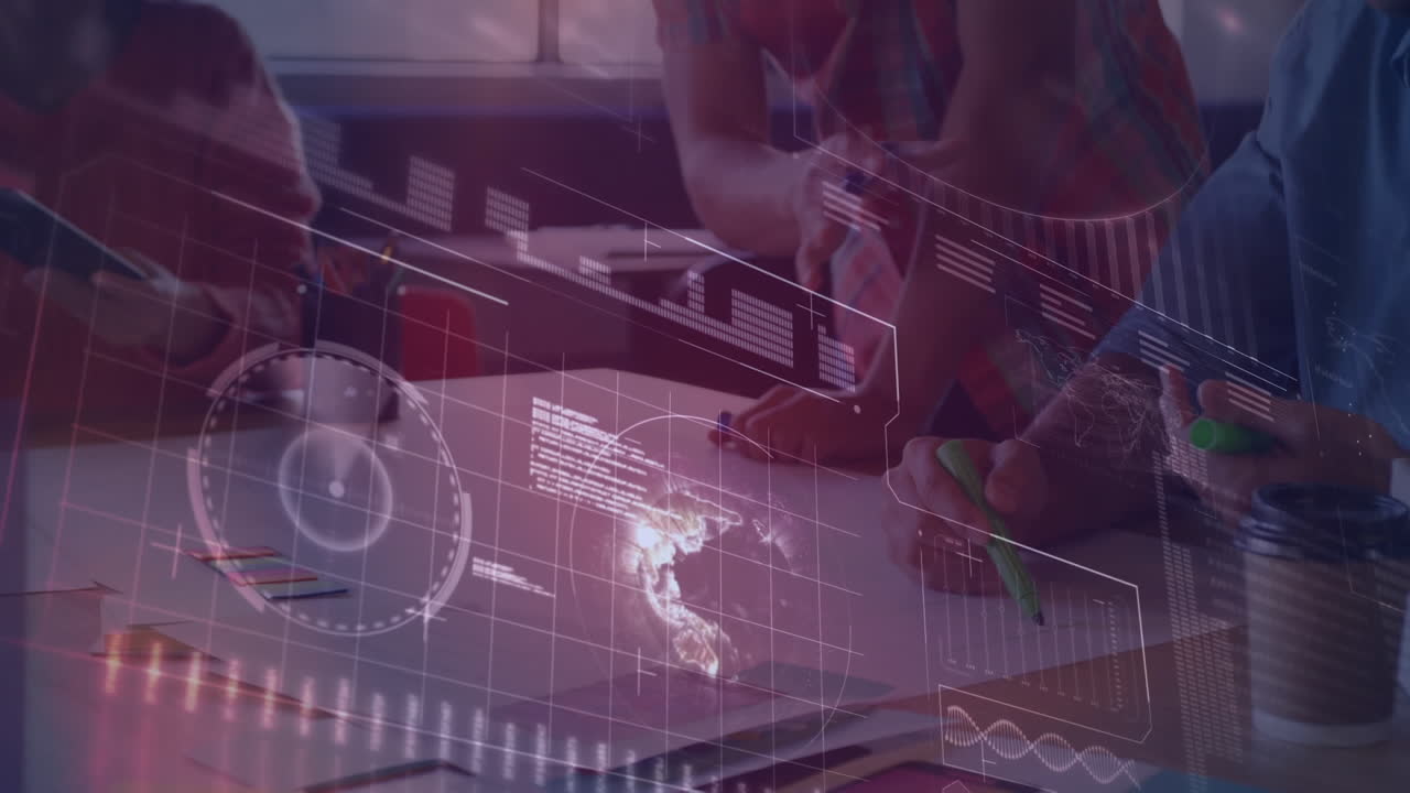 animación de redes de conexiones sobre personas de negocios que trabajan en la oficina