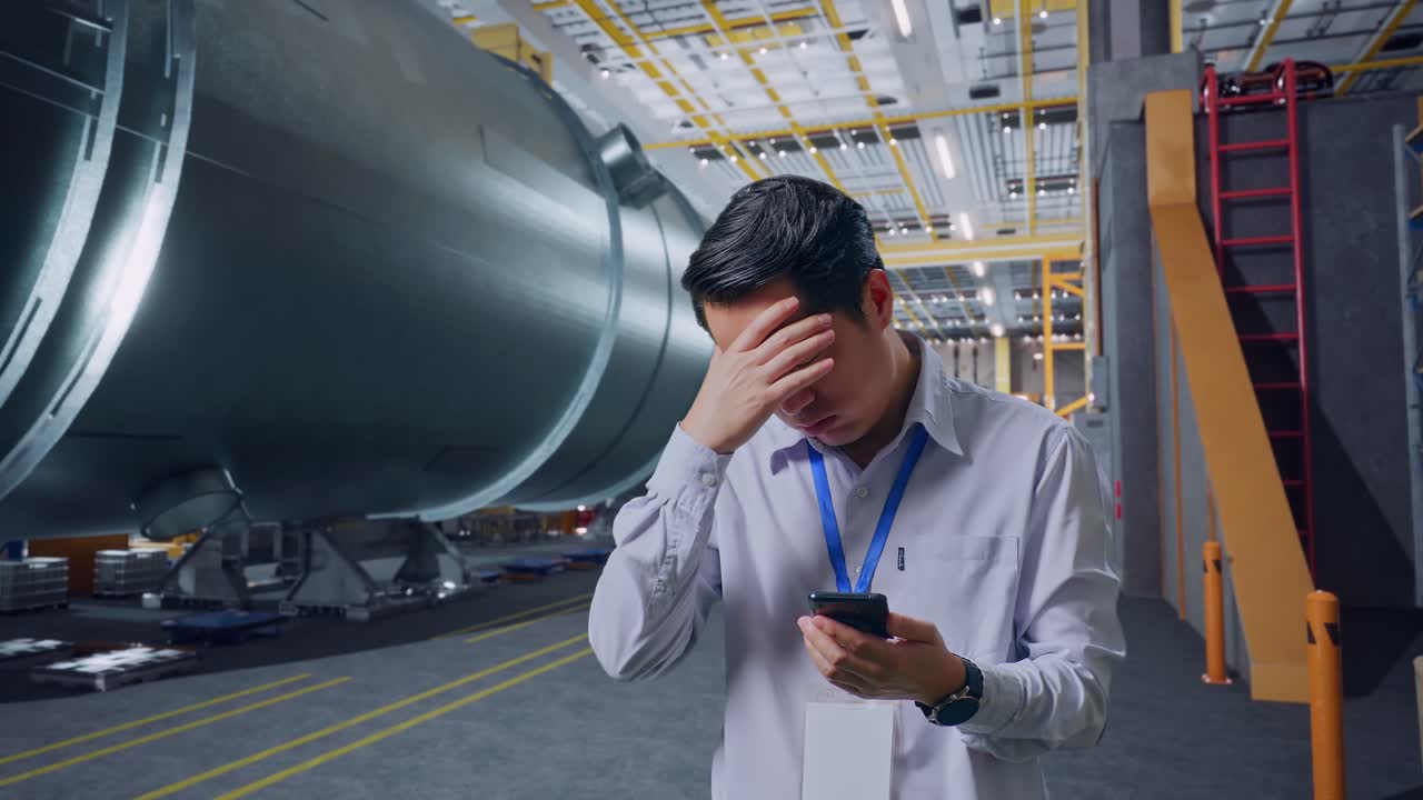 스트레스를 받는 공장 노동자