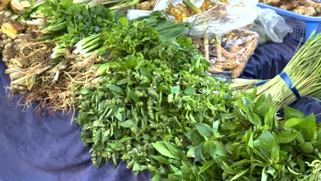 fresh herbs and spices at a market