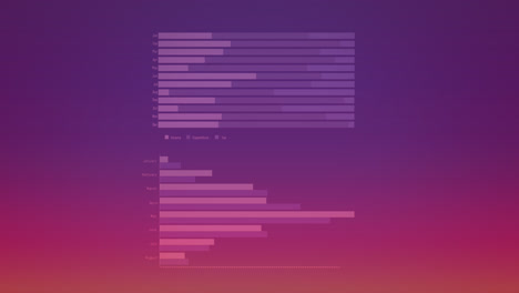 animación de múltiples gráficos en movimiento contra un fondo de gradiente