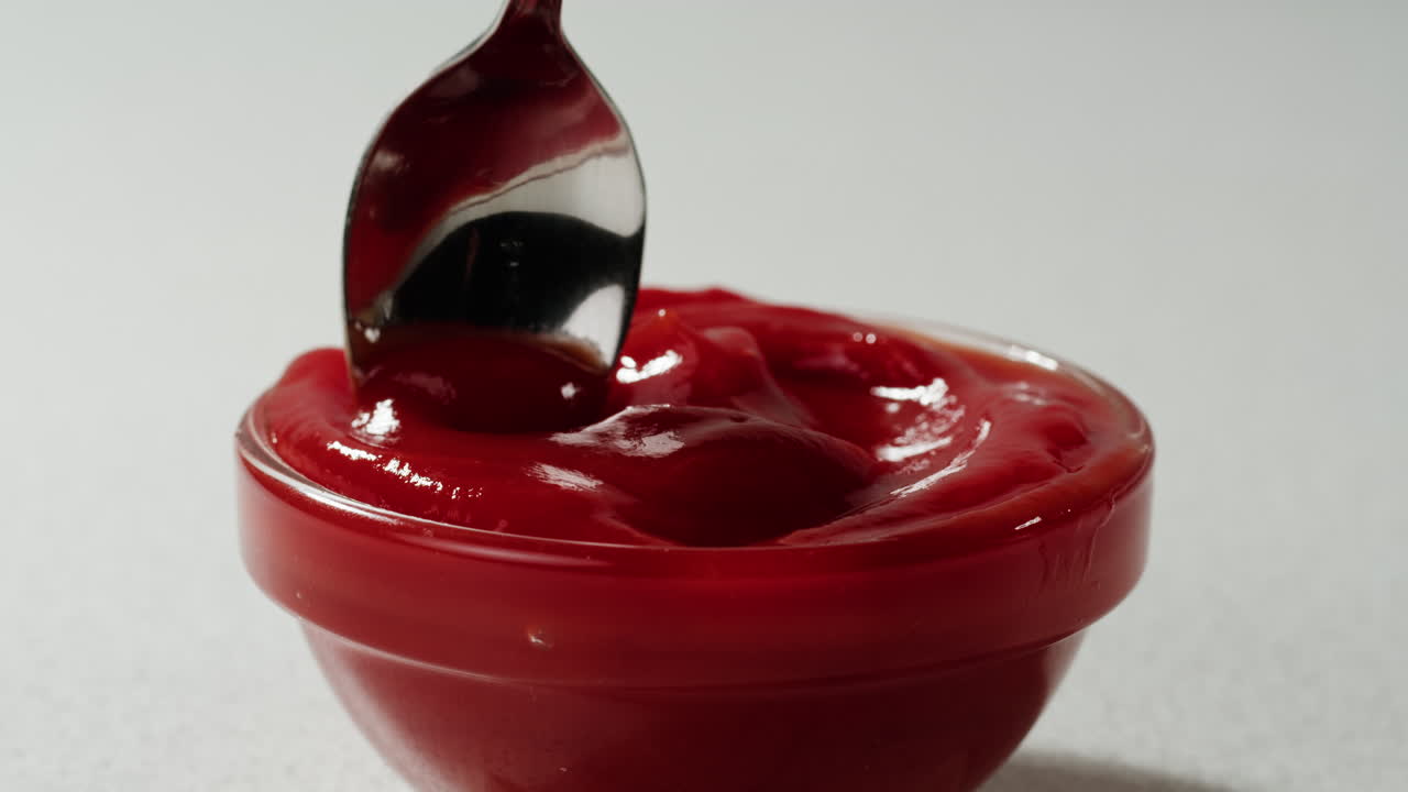 ketchup en un tazón con cuchara