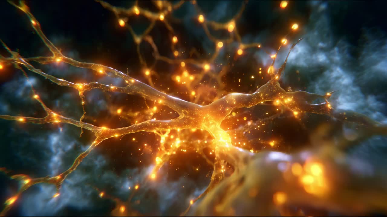 Illuminated Neuronal Structure: A Captivating Visual of Neural Connections and Activity in a Glowing, Dynamic Environment Representing Brain Functionality